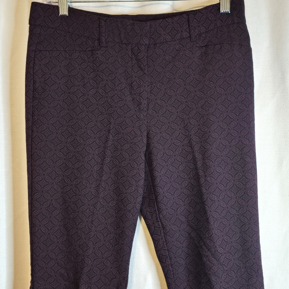 Mario Serrani Women's Dark Maroon And Black Straight Leg Pants Size 6 Work - Picture 5 of 10